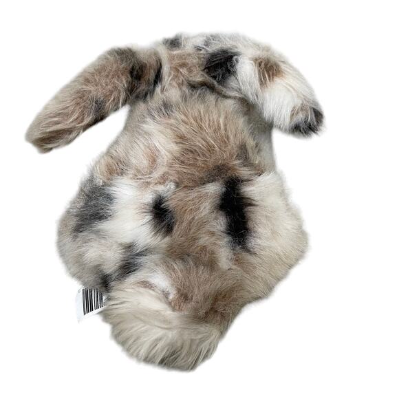 Realistic Bunny Rabbit Plush Holland Lop Mottled Spotted Brown Stuffed Animal - Picture 6 of 11